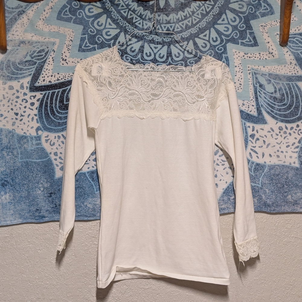 Y2K White Lace Top S Dainty Fairy festival Boho Cottagecore Twee Elevated Basic